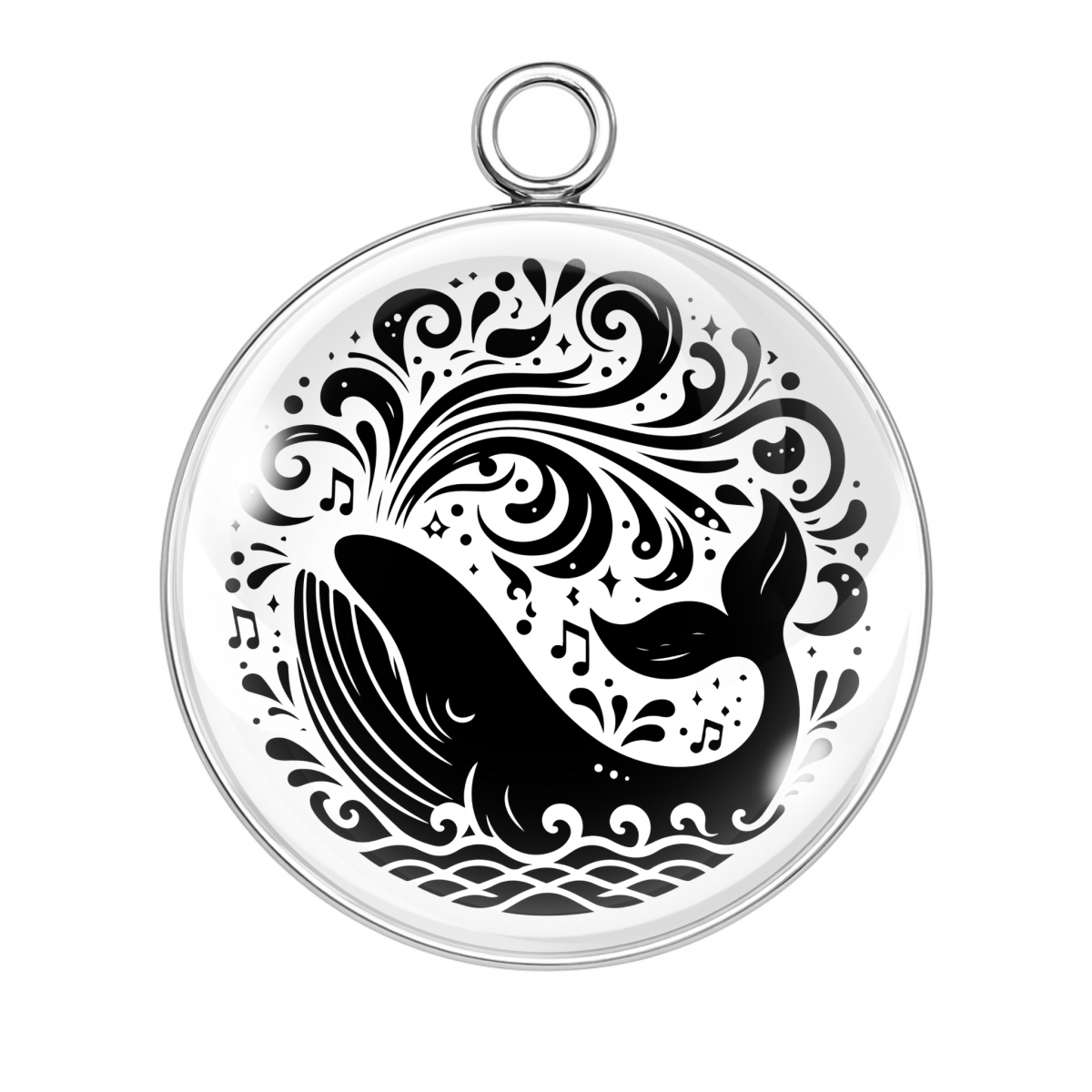 Whale playfully diving into cosmic swirls