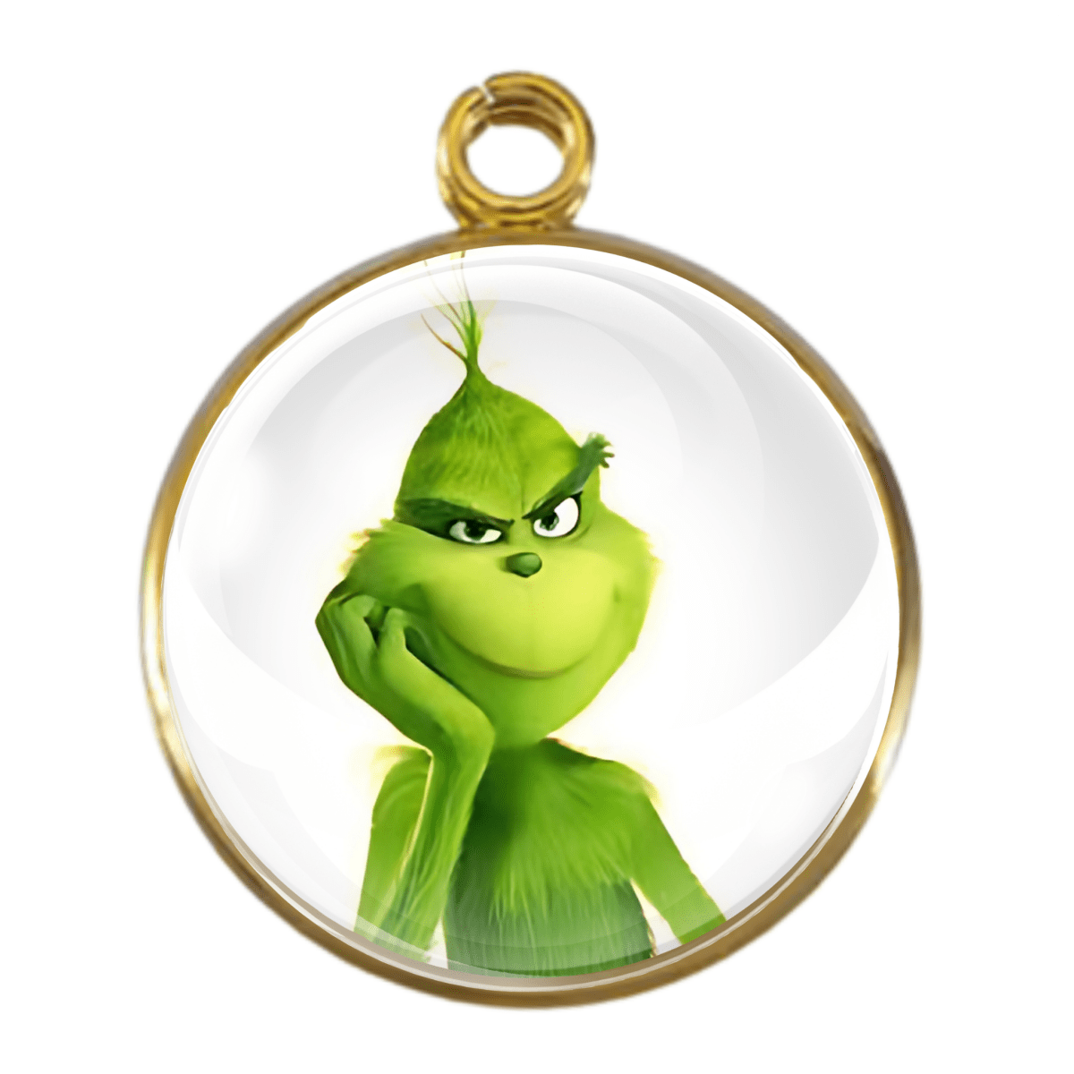 Example of a charm in a gold base.