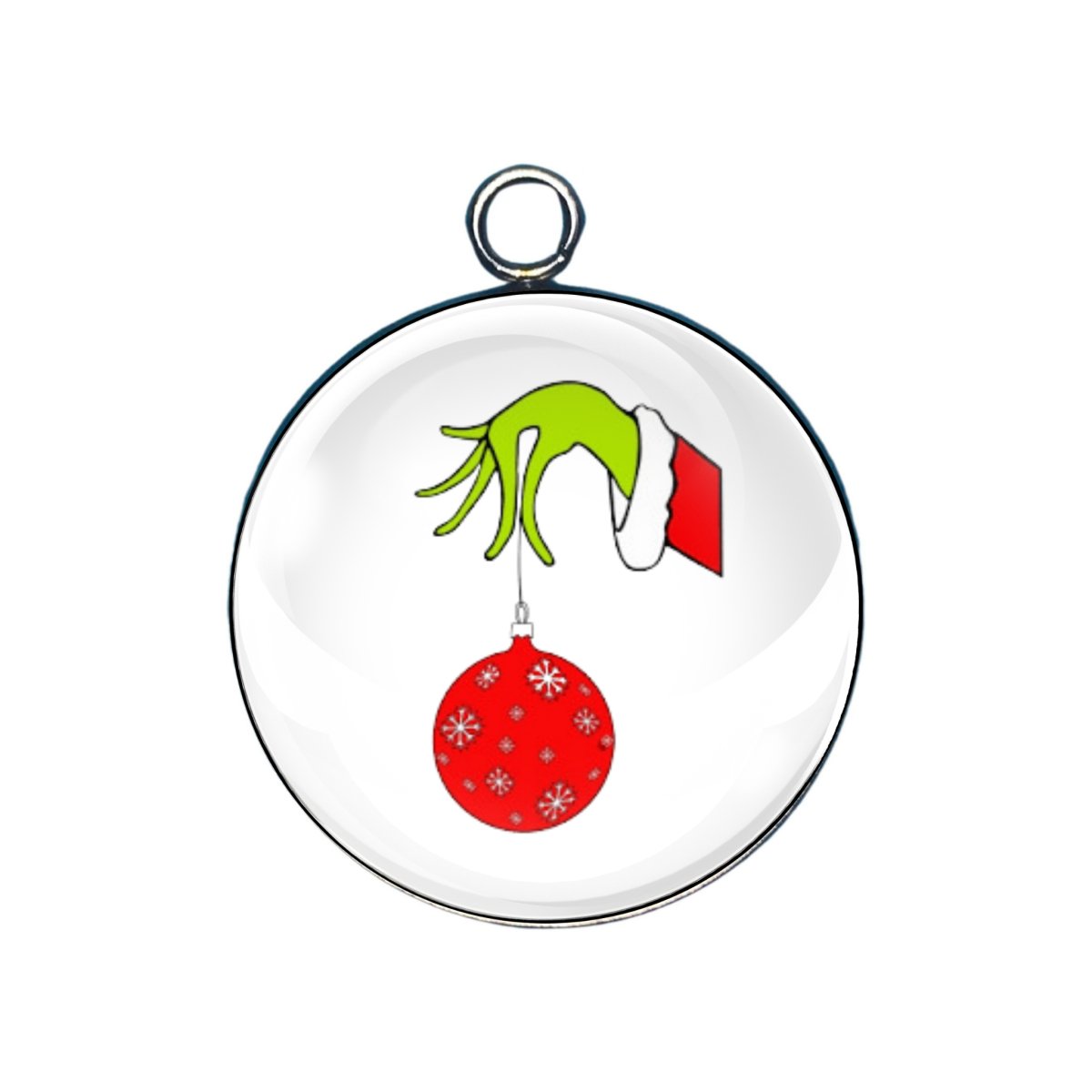 Grinch Cheer Glass Cabochon Charms