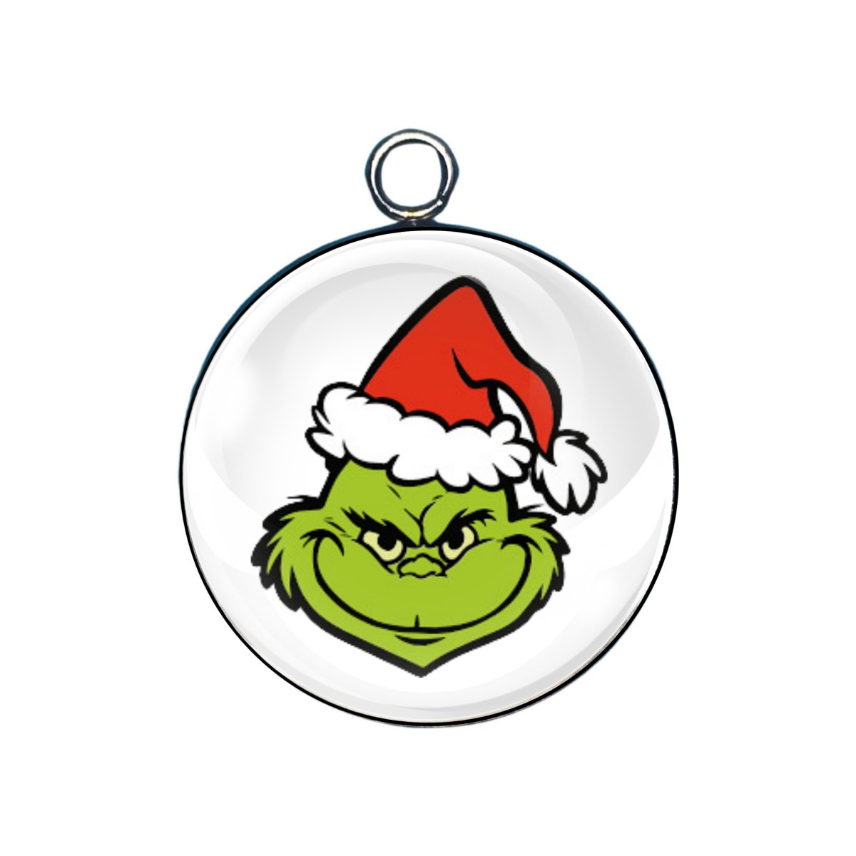 Grinch Cheer Glass Cabochon Charms
