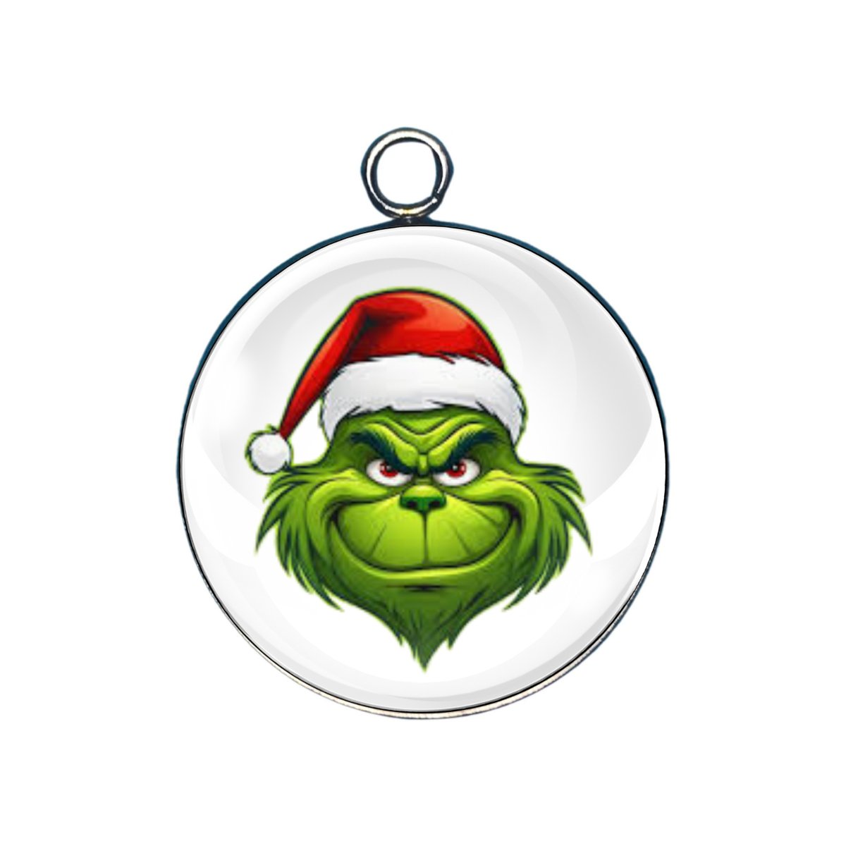 Grinch Cheer Glass Cabochon Charms
