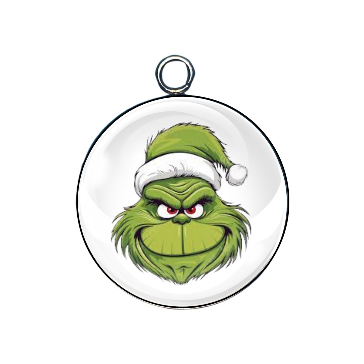 Grinch Cheer Glass Cabochon Charms