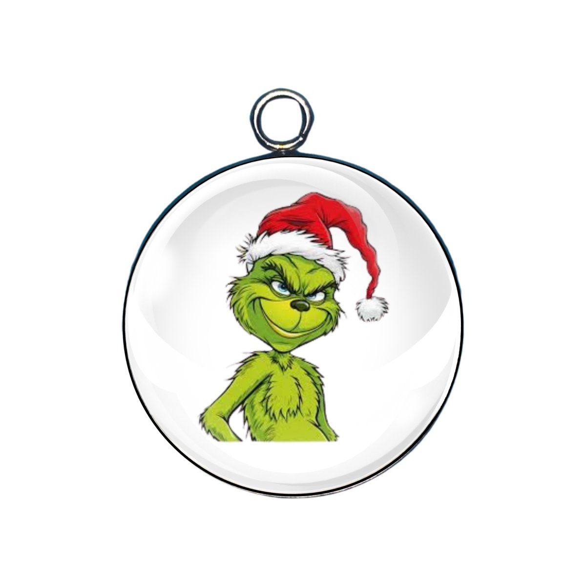 Grinch Cheer Glass Cabochon Charms