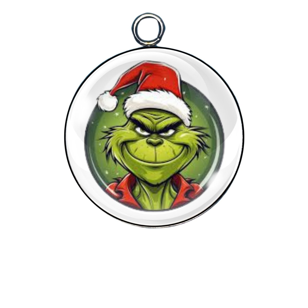 Grinch Cheer Glass Cabochon Charms