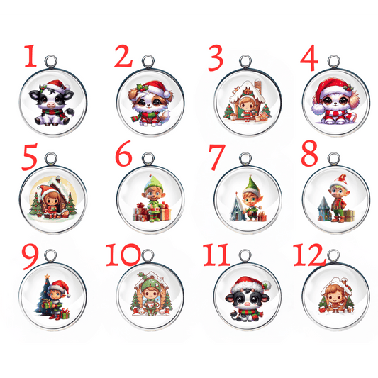 Group of 12 Chibi Christmas Charms