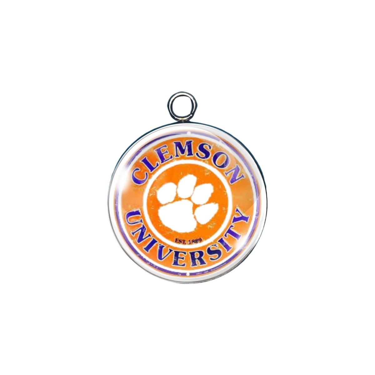 Clemson Tigers glass cabochon charm