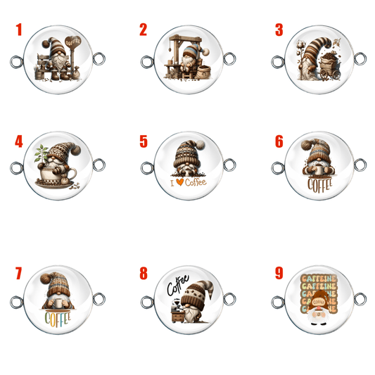 Coffee Gnome Double Eyelet Charms For Making Bracelets/Necklaces