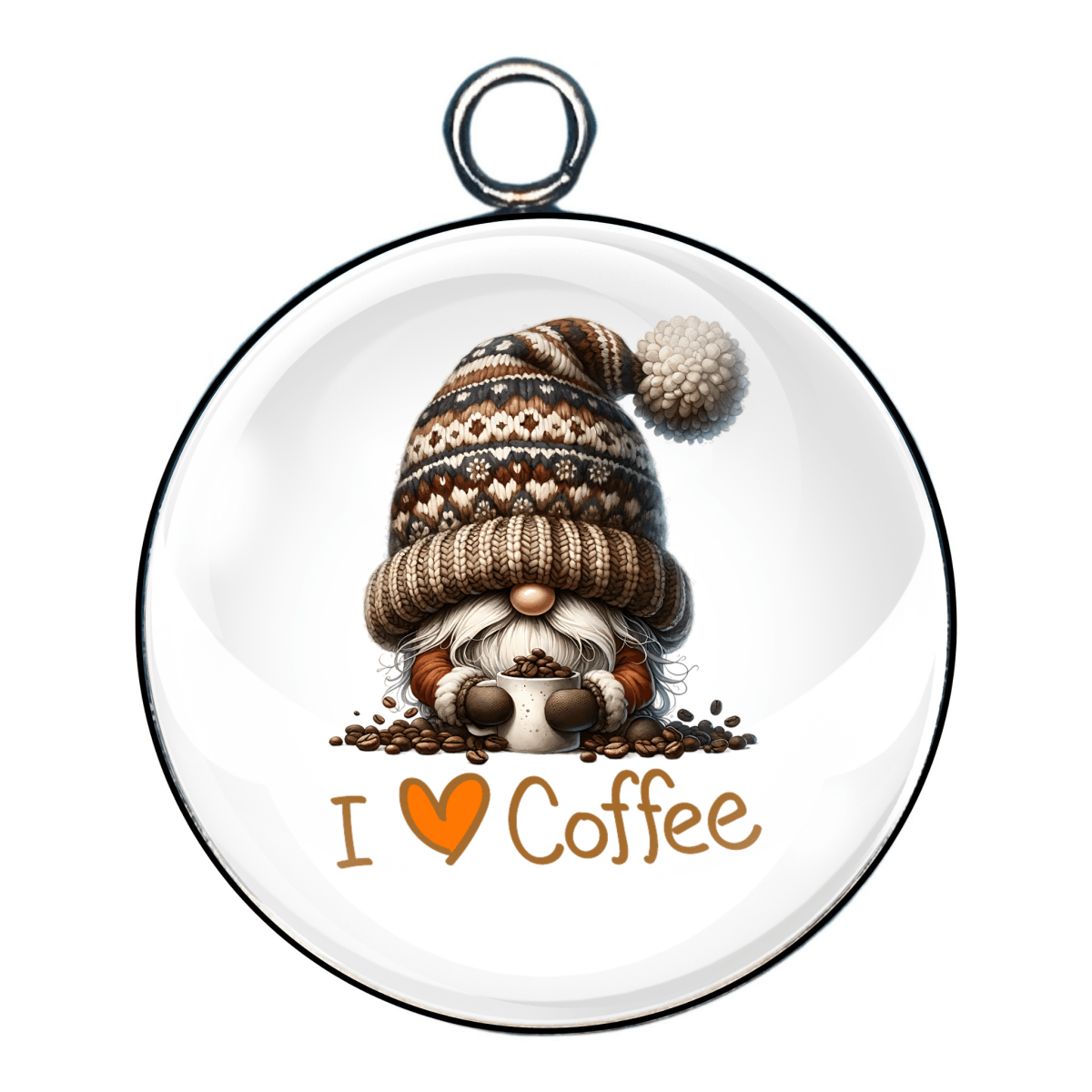 gnomes with coffee glass cabochon charm