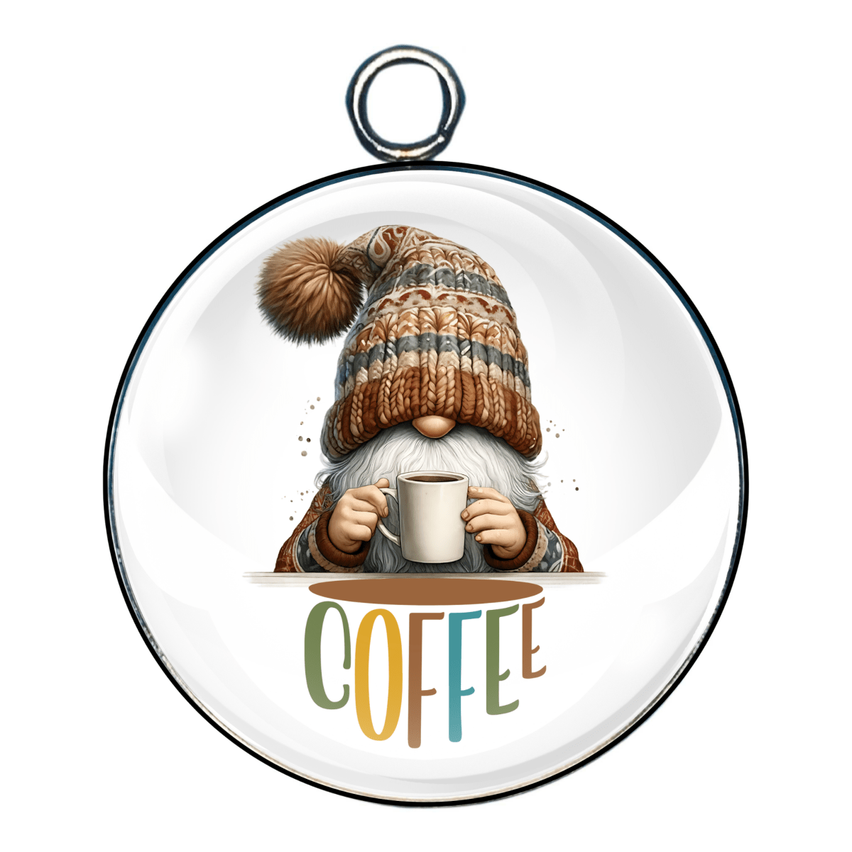 gnomes with coffee glass cabochon charm