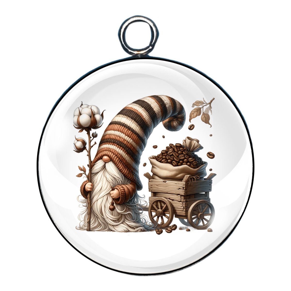 gnomes with coffee glass cabochon charm
