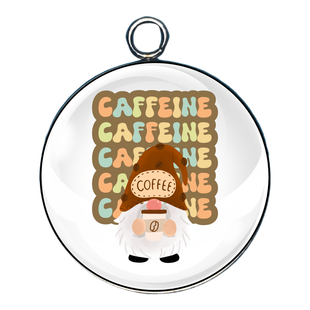 gnomes with coffee glass cabochon charm