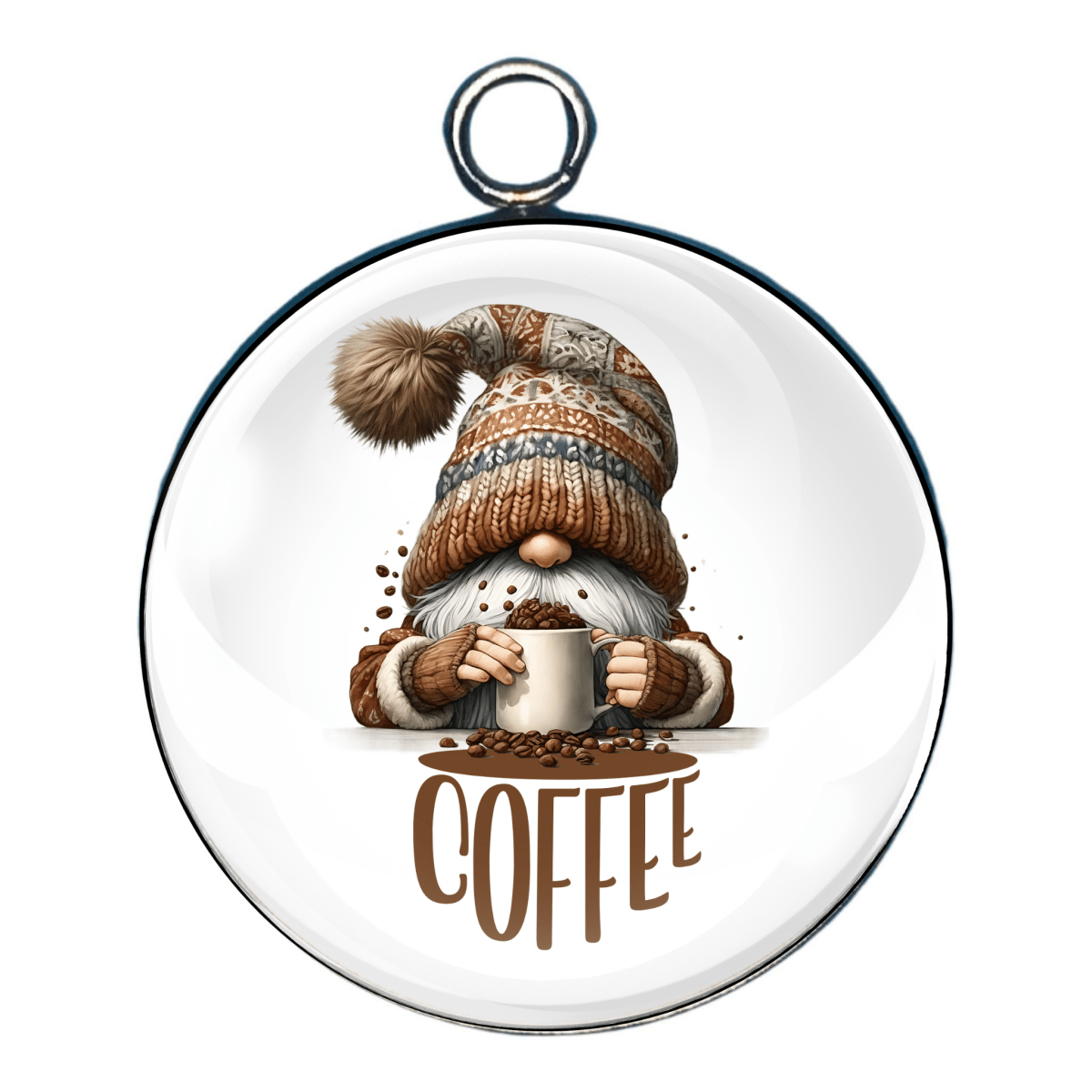 gnomes with coffee glass cabochon charm