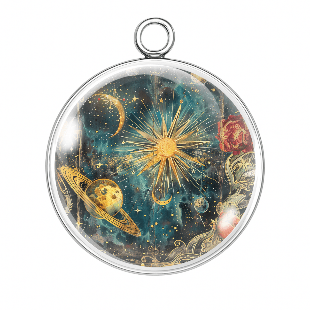 Style #4 brings Saturn front and center in a brilliant planetary explosion—perfect for sci-fi lovers.
