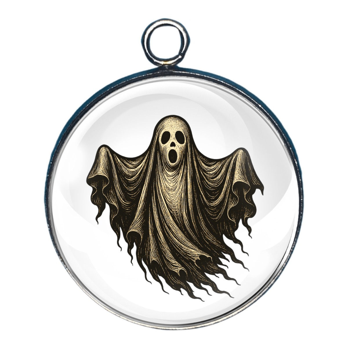 Ghost Charm – A classic ghost with flowing arms and a spooky expression, floating mid-air.
