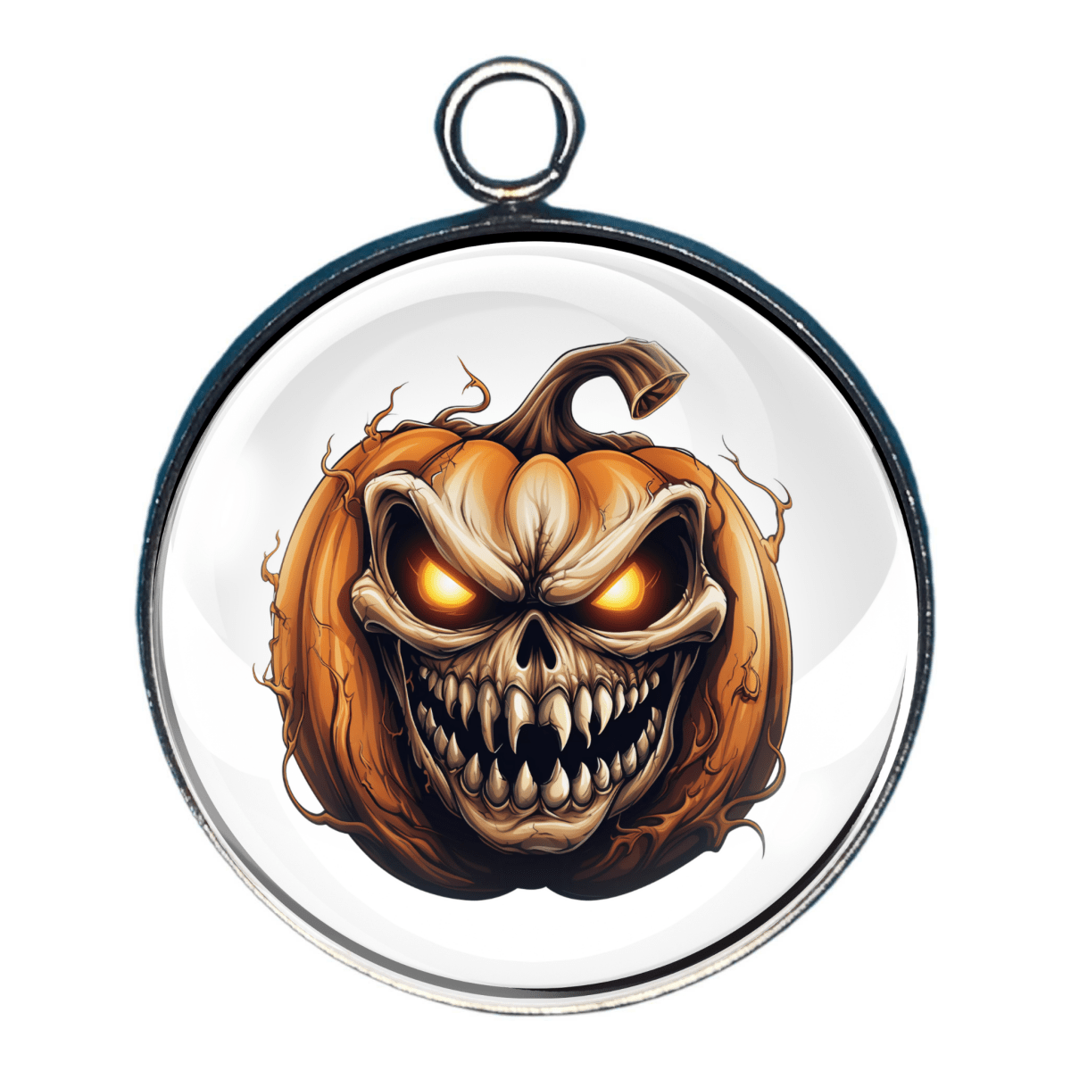 Halloween charm with classic angry jack-o'-lantern face