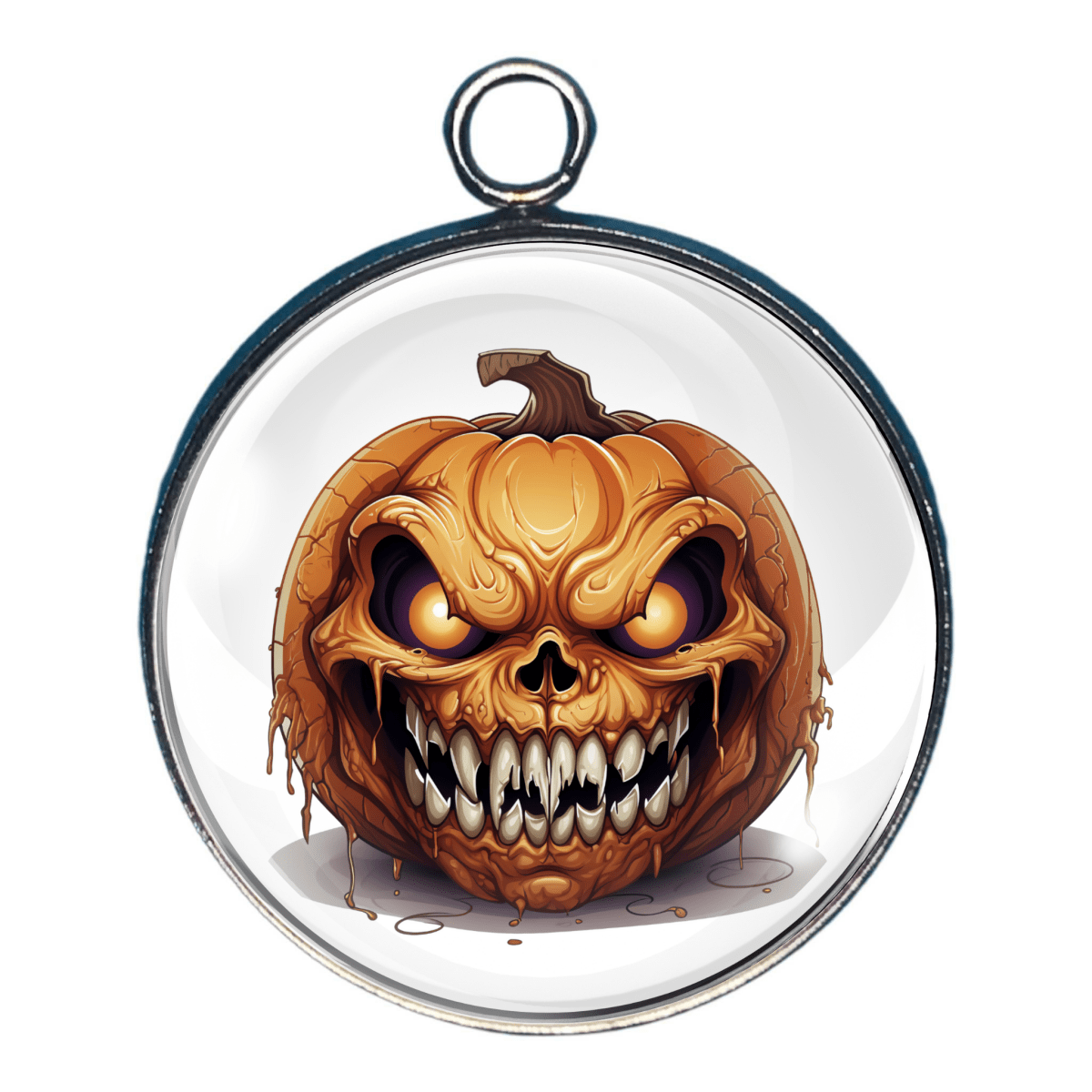 Halloween charm with bulging eyes and wicked toothy grin