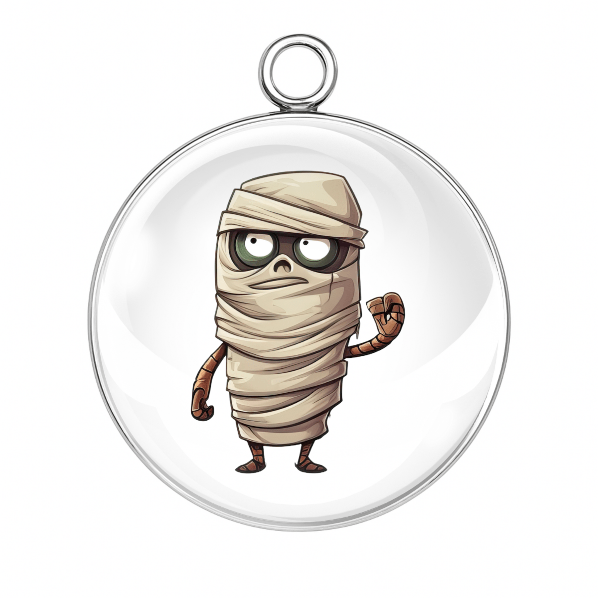 Angry cartoon mummy holding a clenched fist