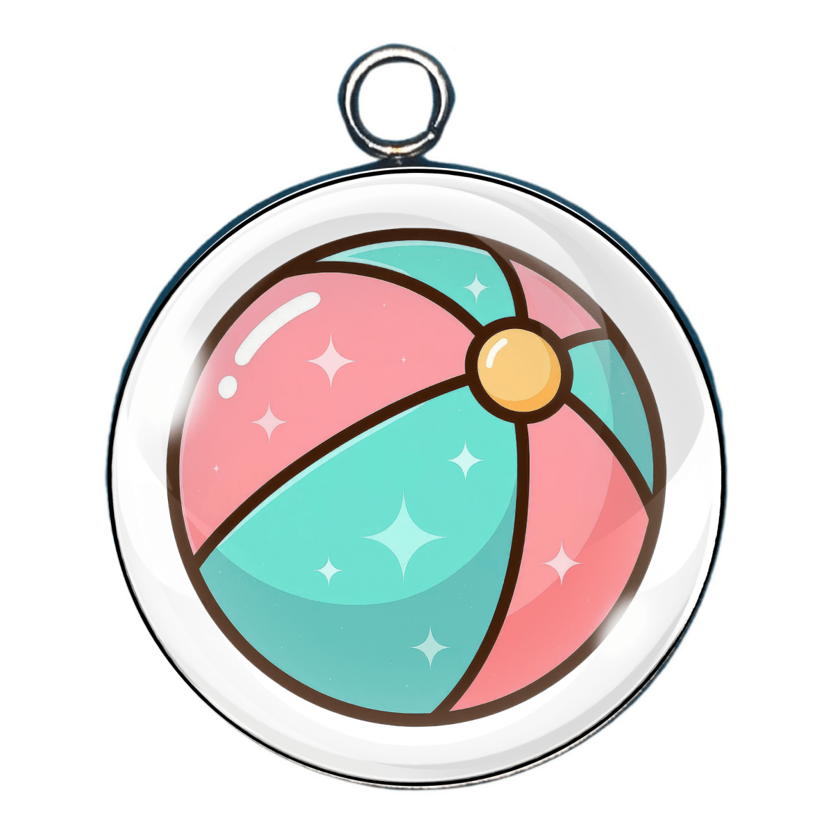 Sparkly beach ball charm in pastel teal and pink