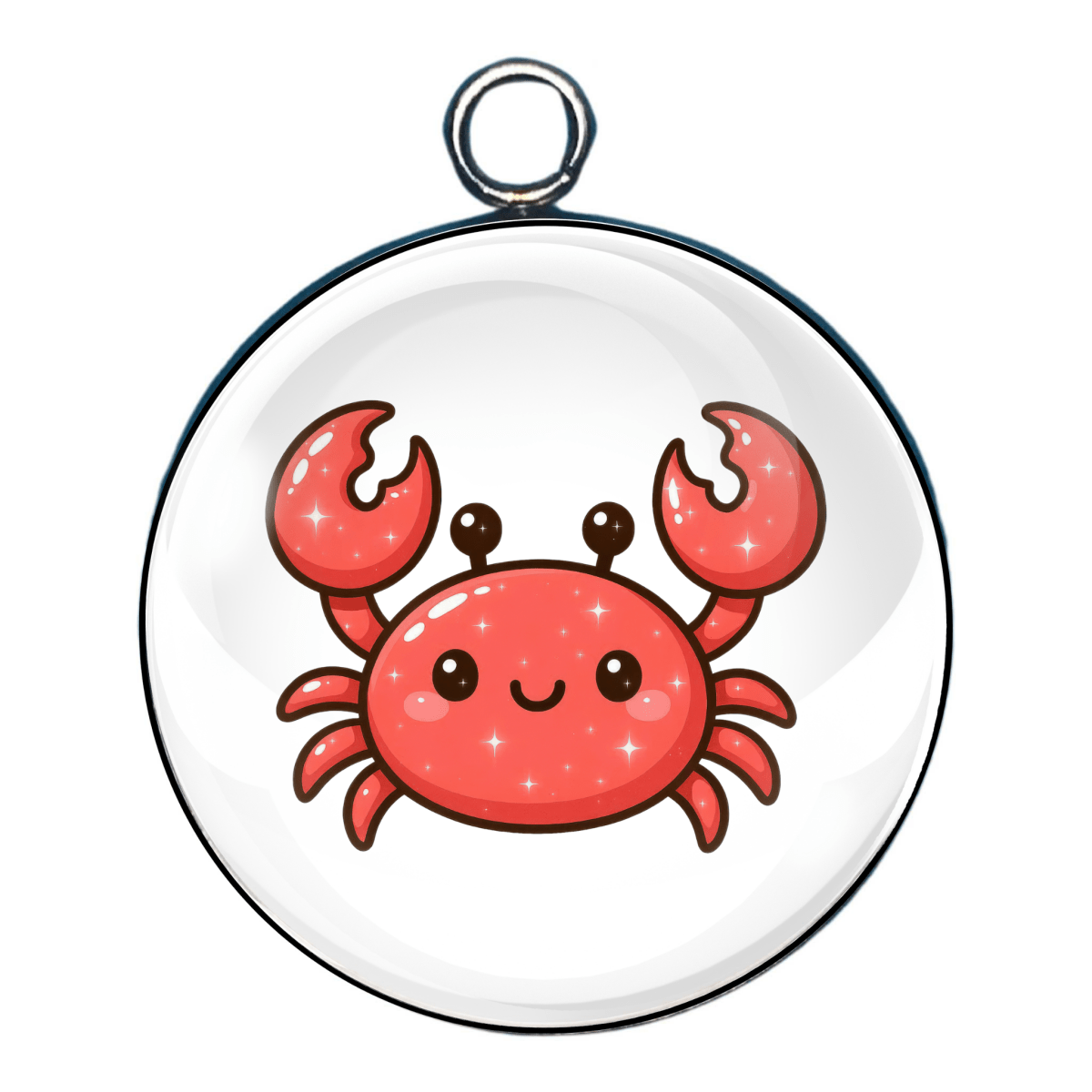 Happy red crab charm with waving claws