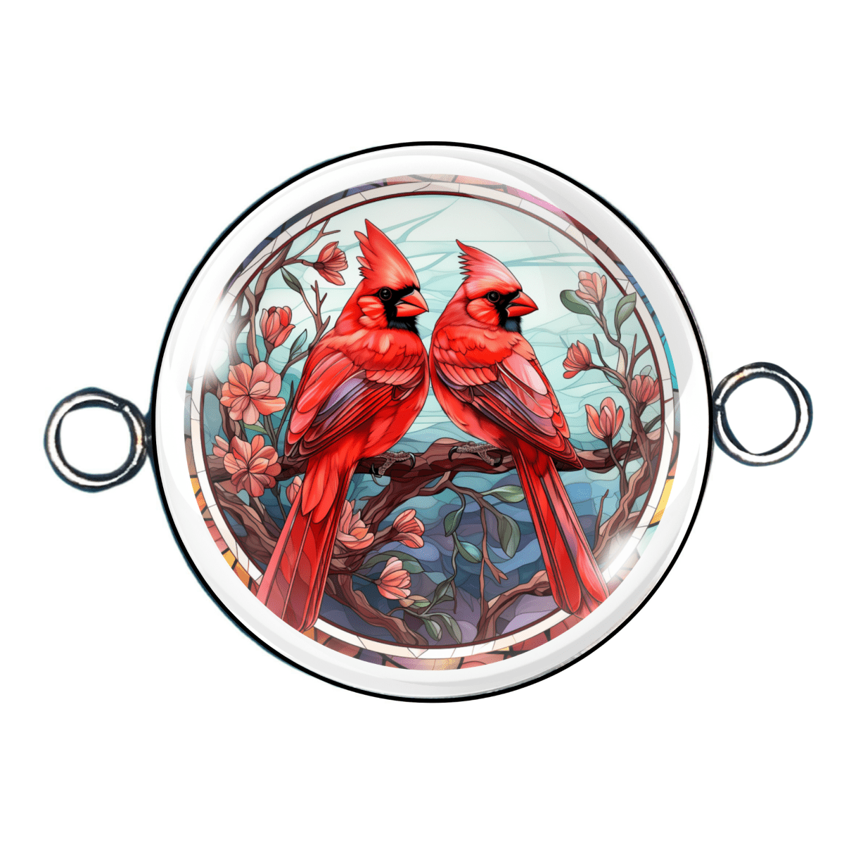Double Eyelet Stained Glass Cardinal Charms