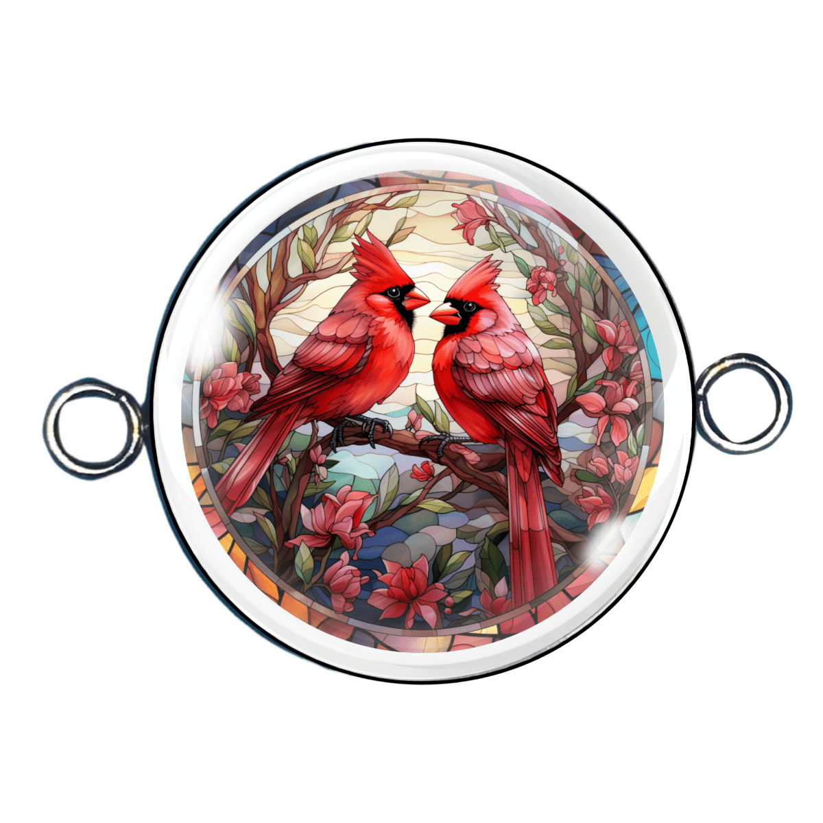 Double Eyelet Stained Glass Cardinal Charms