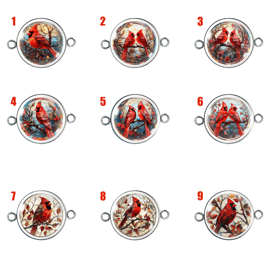 Double Eyelet Stained Glass Cardinal Charms