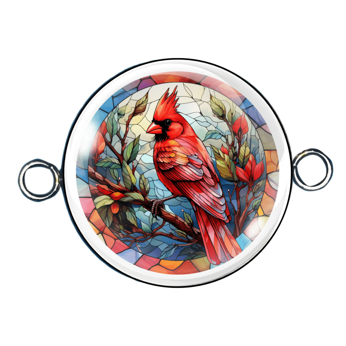 Double Eyelet Stained Glass Cardinal Charms