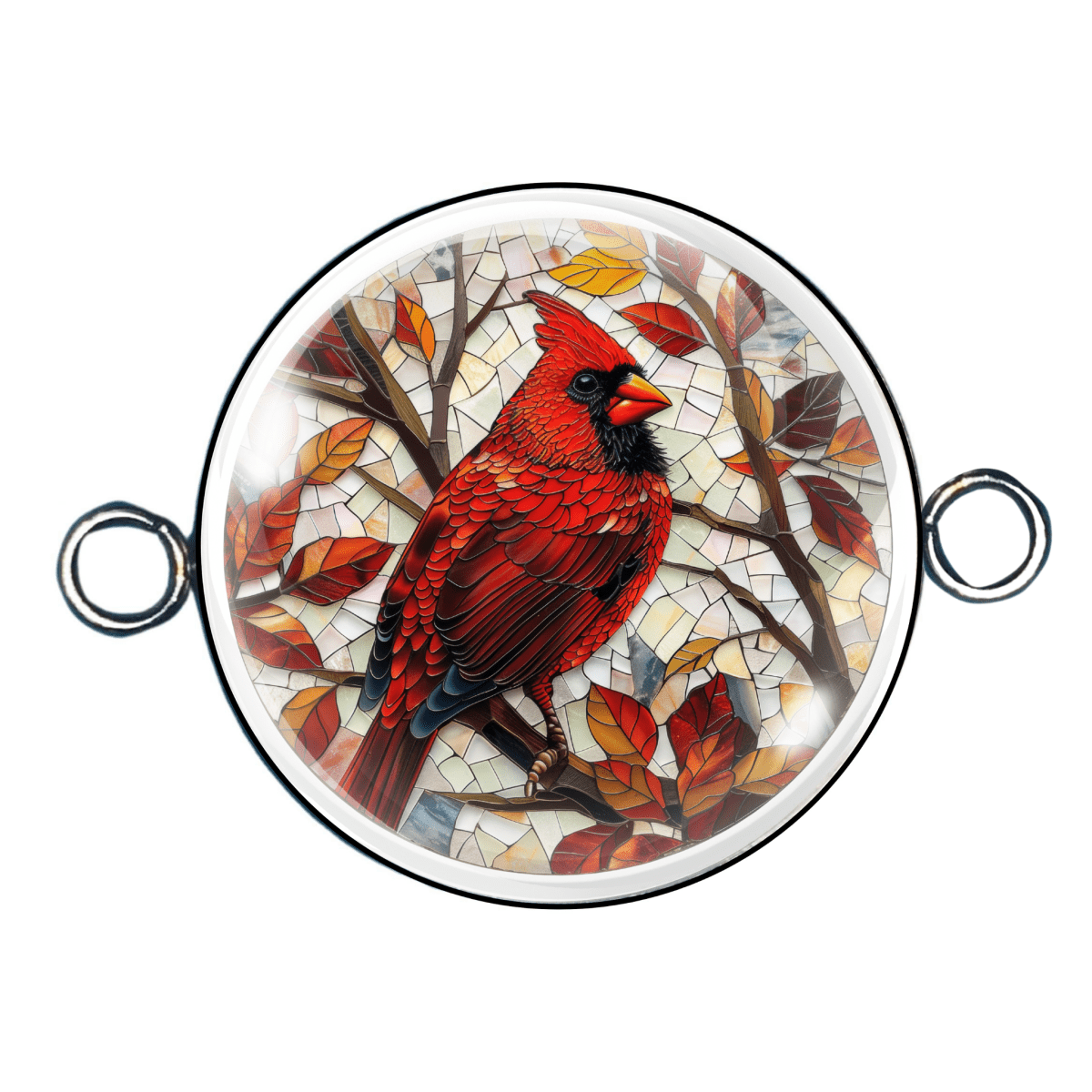 Double Eyelet Stained Glass Cardinal Charms