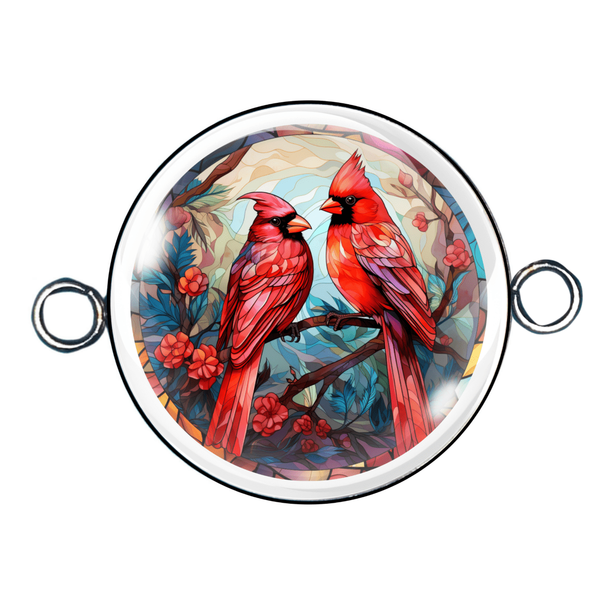 Double Eyelet Stained Glass Cardinal Charms