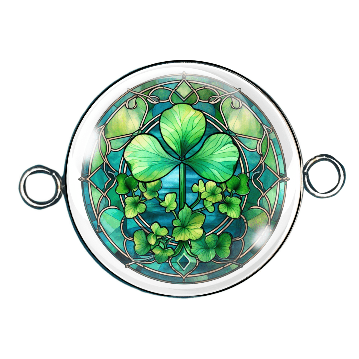 Two hoop Stained glasss clover bracelet charm