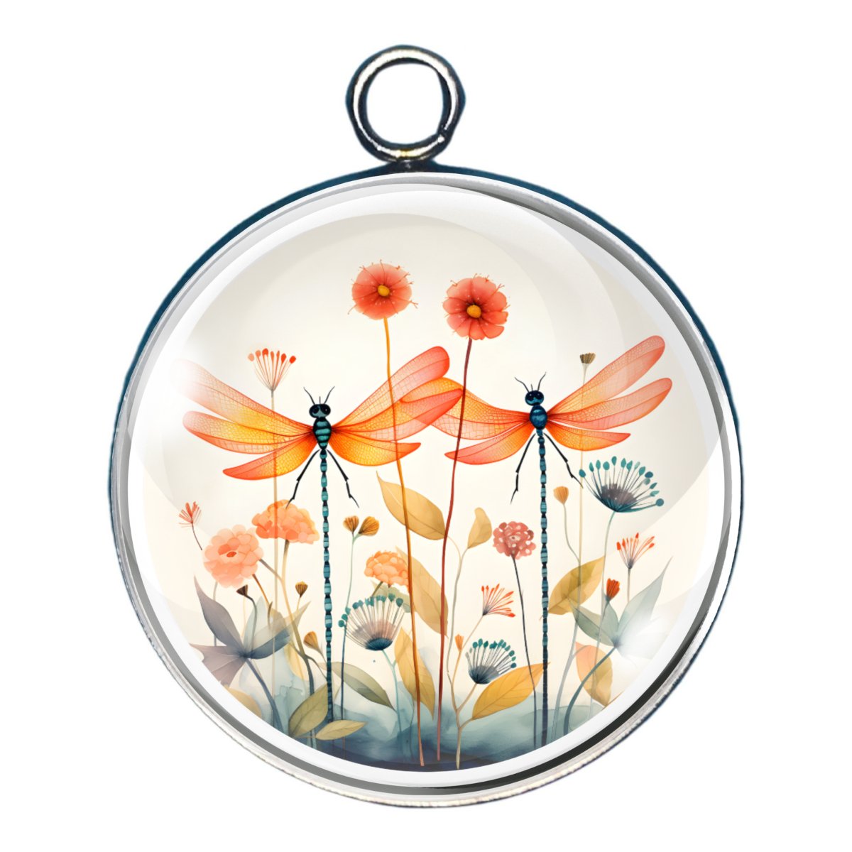 charm of a dragonfly with flowers