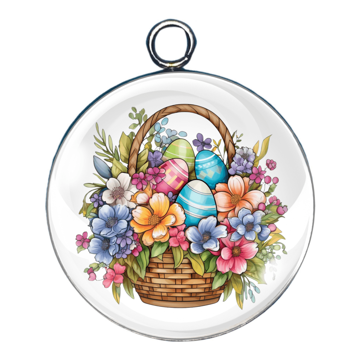 Easter Basket Glass Cabochon Charm