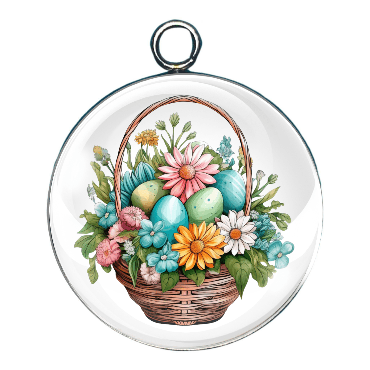 Easter Basket Glass Cabochon Charm