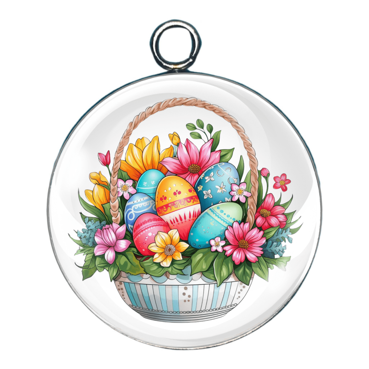 Easter Basket Glass Cabochon Charm