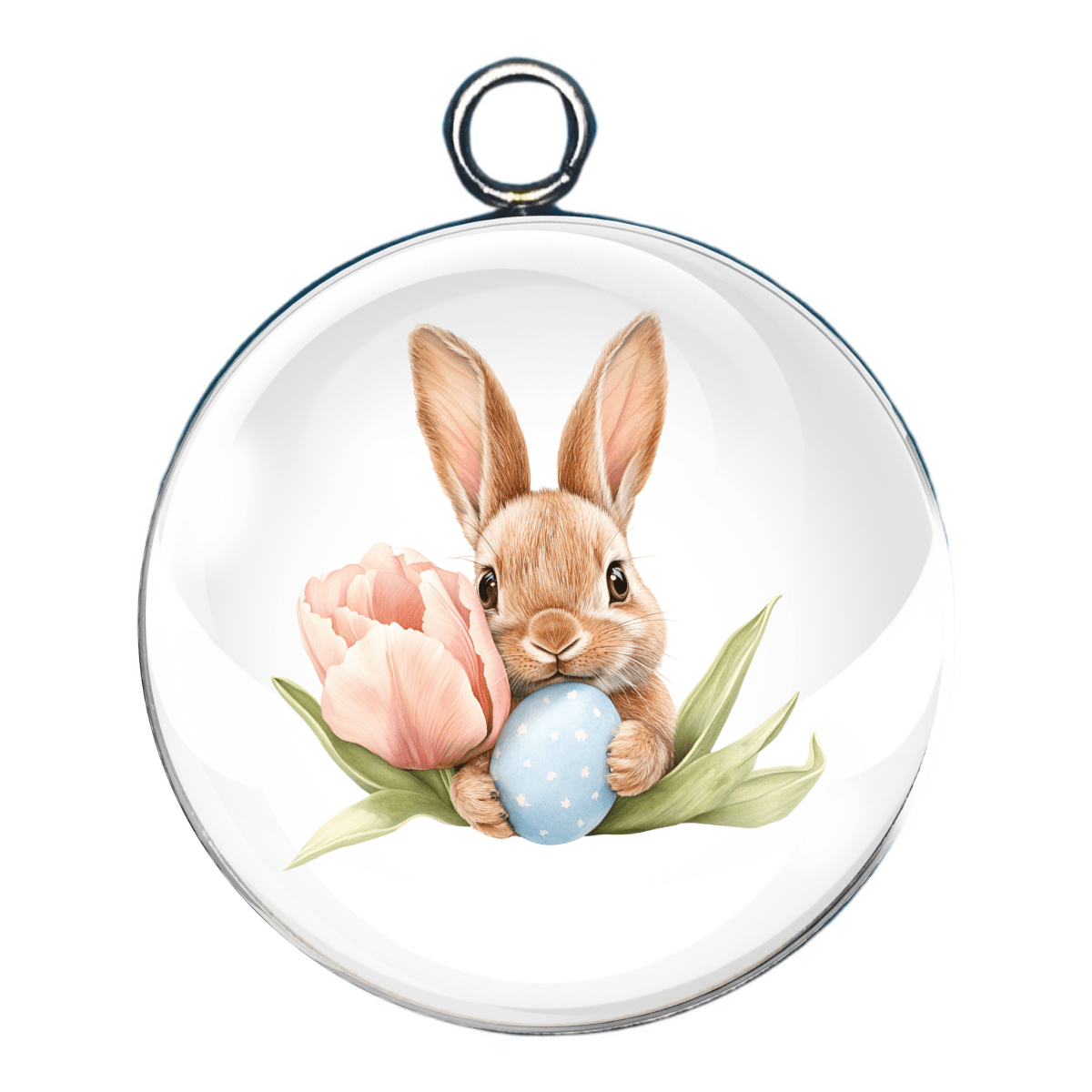easter rabbit glass cabochon charm
