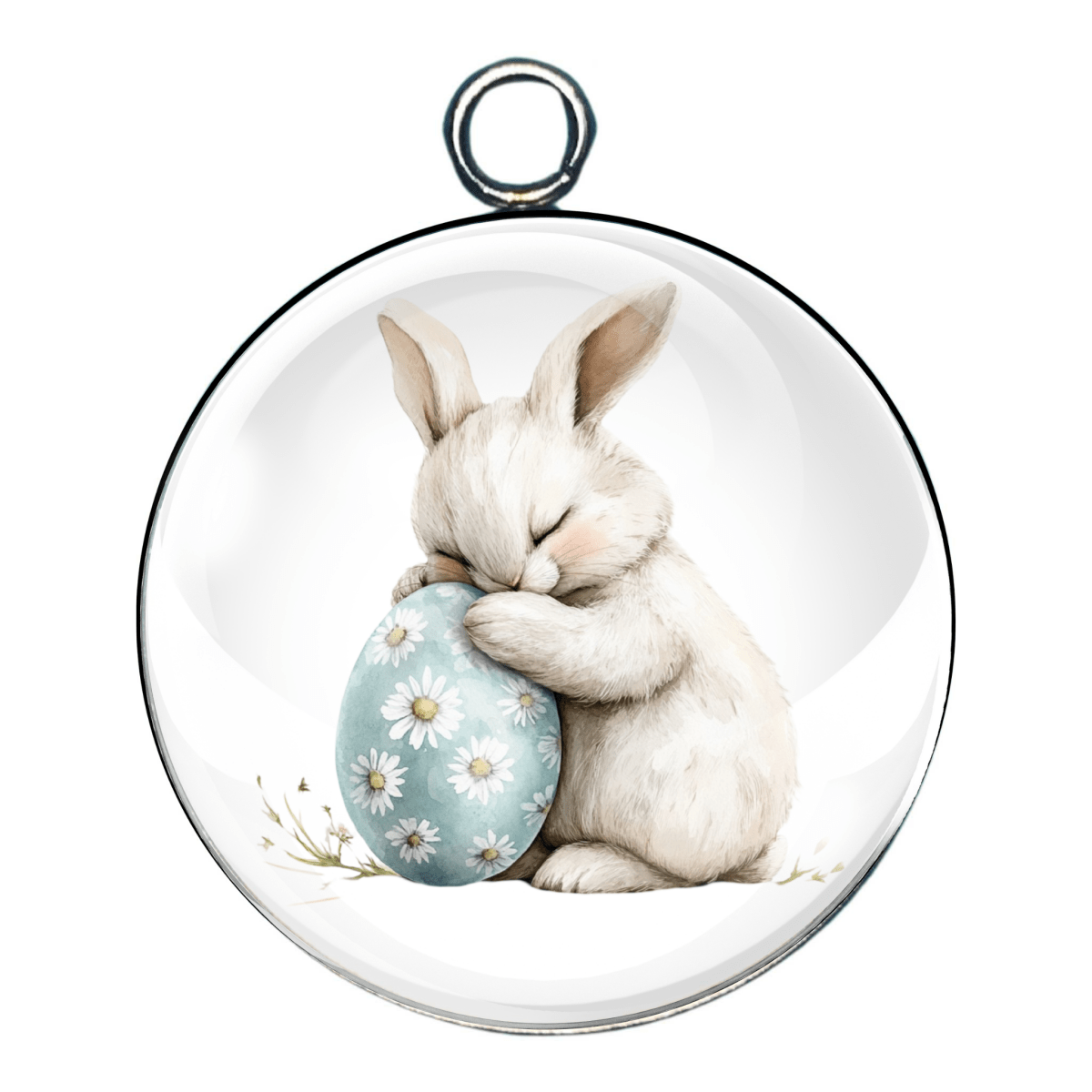 easter rabbit glass cabochon charm
