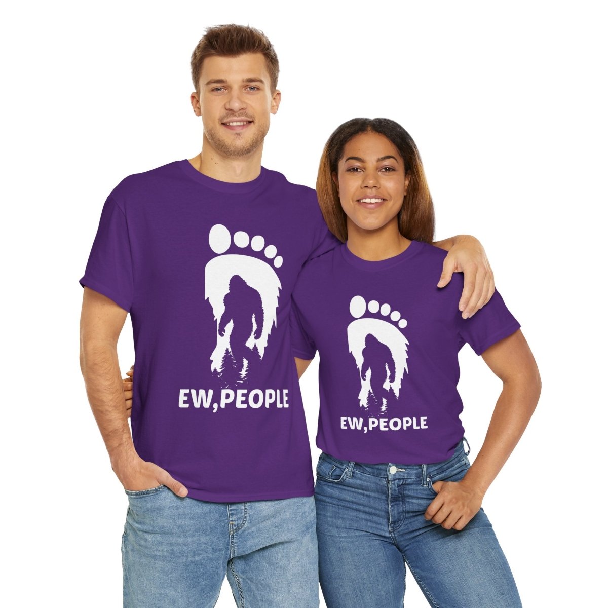 "EEW, PEOPLE" Bigfoot Humor Tee, Unisex Cotton Shirt, Gift for Sasquatch Lovers,