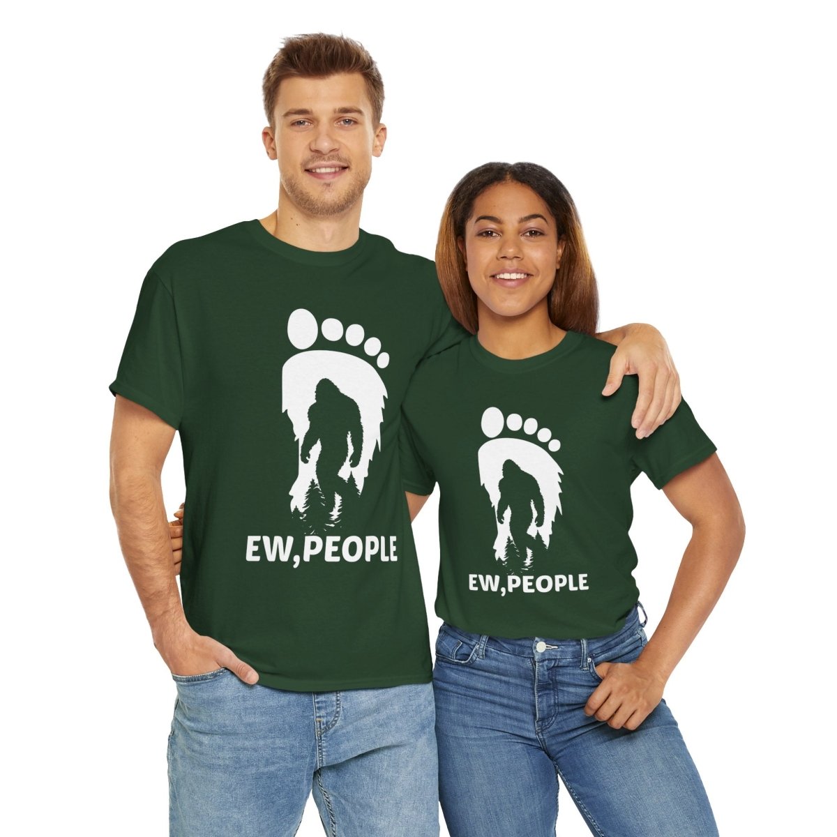 "EEW, PEOPLE" Bigfoot Humor Tee, Unisex Cotton Shirt, Gift for Sasquatch Lovers,