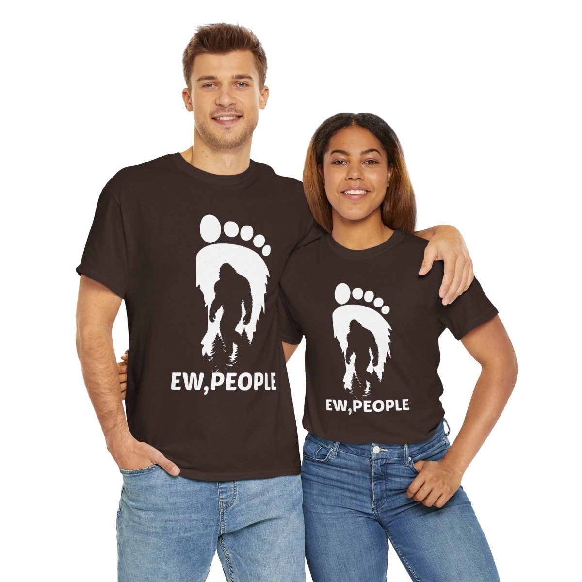 "EEW, PEOPLE" Bigfoot Humor Tee, Unisex Cotton Shirt, Gift for Sasquatch Lovers,