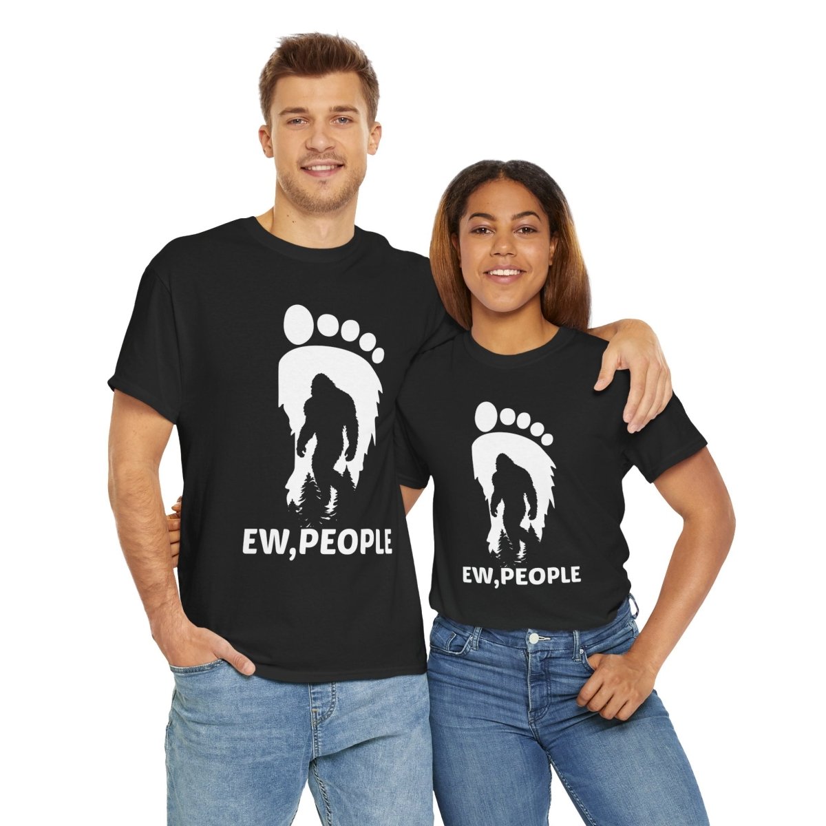 "EEW, PEOPLE" Bigfoot Humor Tee, Unisex Cotton Shirt, Gift for Sasquatch Lovers,