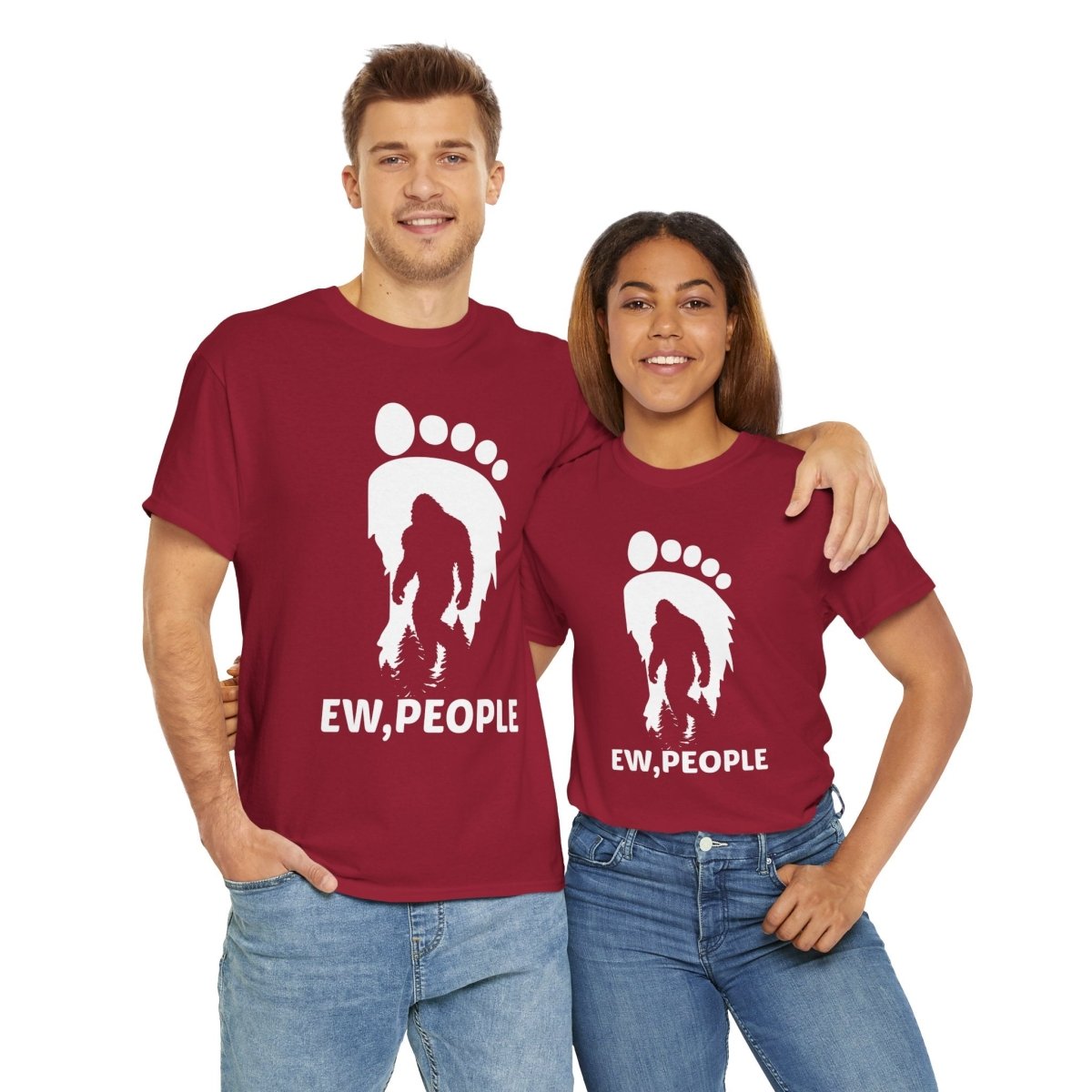 "EEW, PEOPLE" Bigfoot Humor Tee, Unisex Cotton Shirt, Gift for Sasquatch Lovers,