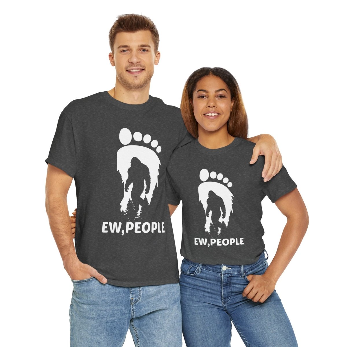 "EEW, PEOPLE" Bigfoot Humor Tee, Unisex Cotton Shirt, Gift for Sasquatch Lovers,