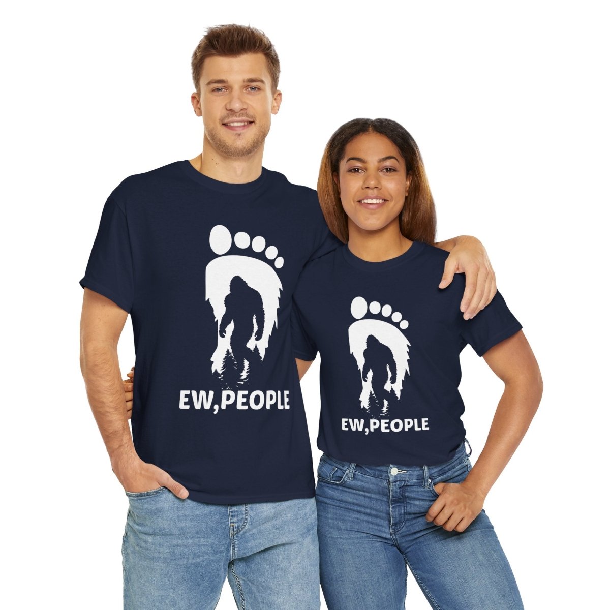 "EEW, PEOPLE" Bigfoot Humor Tee, Unisex Cotton Shirt, Gift for Sasquatch Lovers,