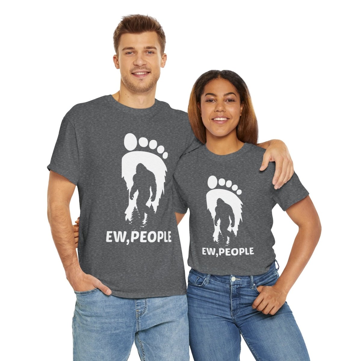 "EEW, PEOPLE" Bigfoot Humor Tee, Unisex Cotton Shirt, Gift for Sasquatch Lovers,