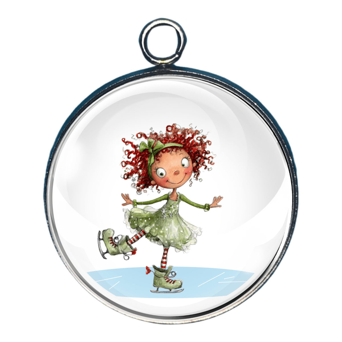 “Christmas fairy ice skating on blue ice.”