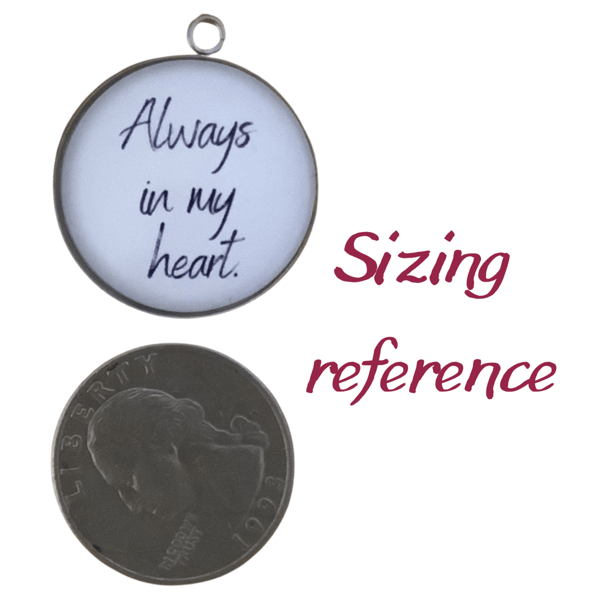 charm and a quarter for sizing reference