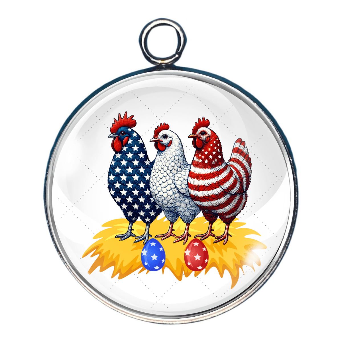 Charm of Red white and blue chickens
