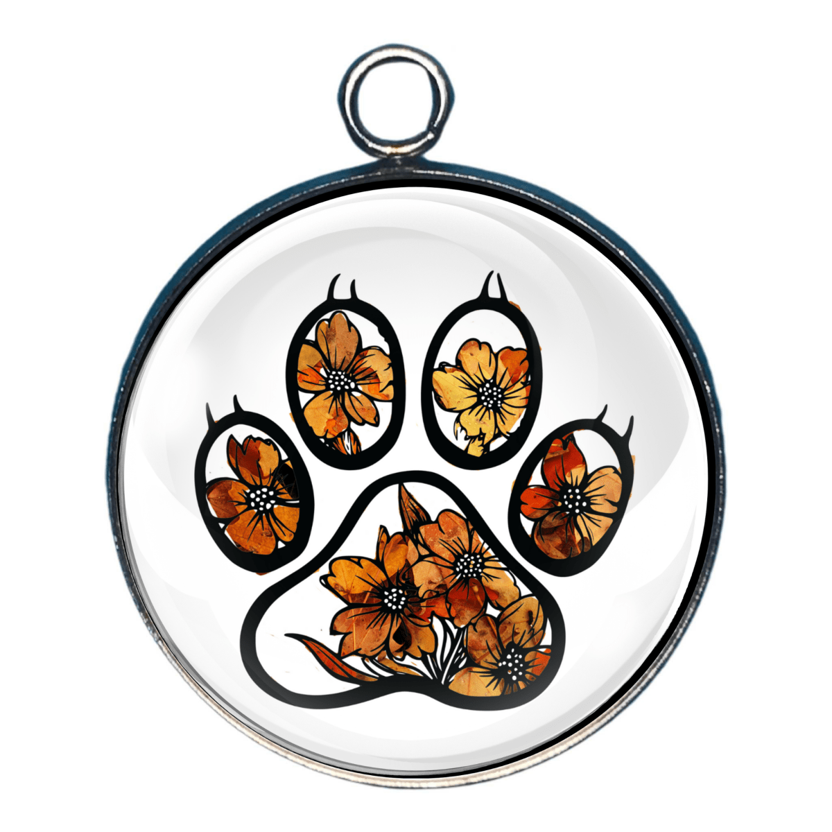 Paw charm with bold autumn flowers