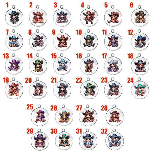 32 football girls glass cabochon charms