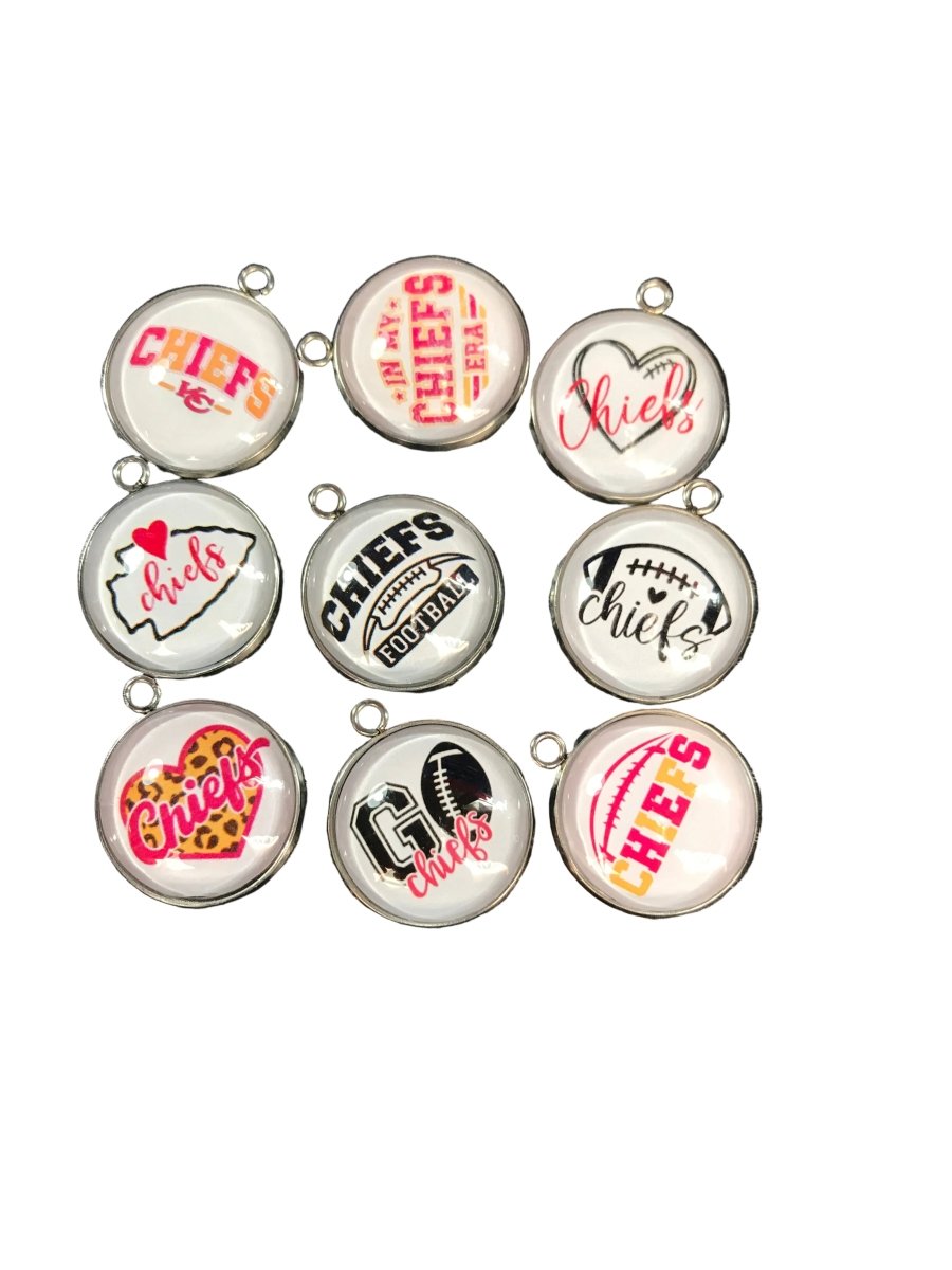 Football Pendant Bundle (9pc) 18mm Silver Cabochon Charms – Clearance Craft Deal